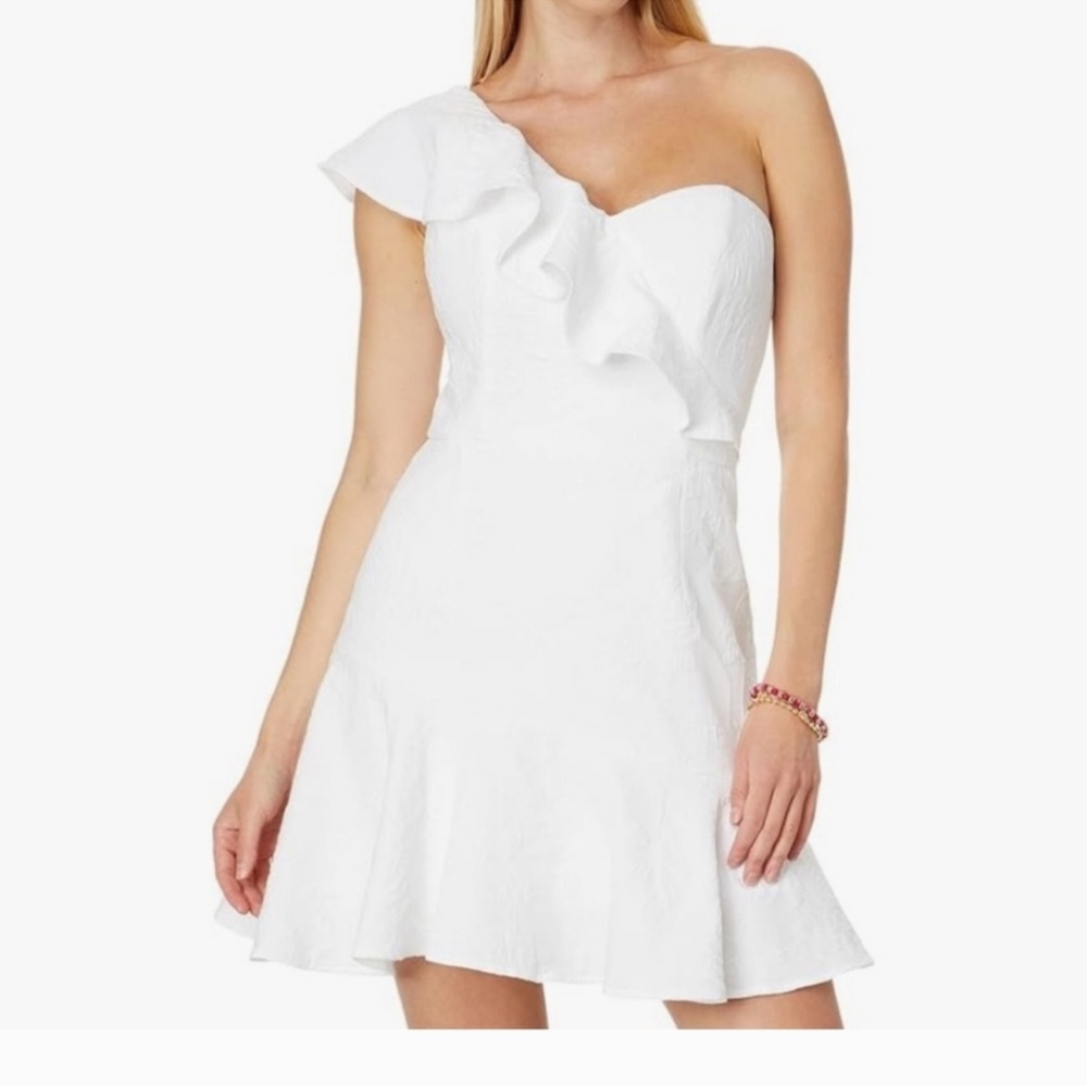 NWT Lilly Pulitzer Arlana One Shoulder Ruffle Romper Size 12